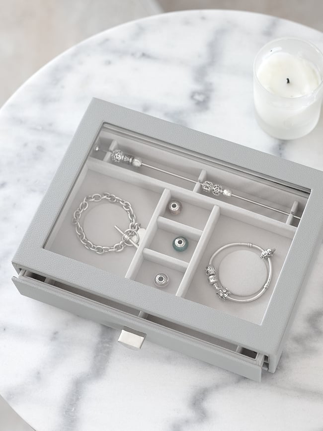 Stackers classic Kutija za nakit s ladicom i staklenim poklopcem ružičasta