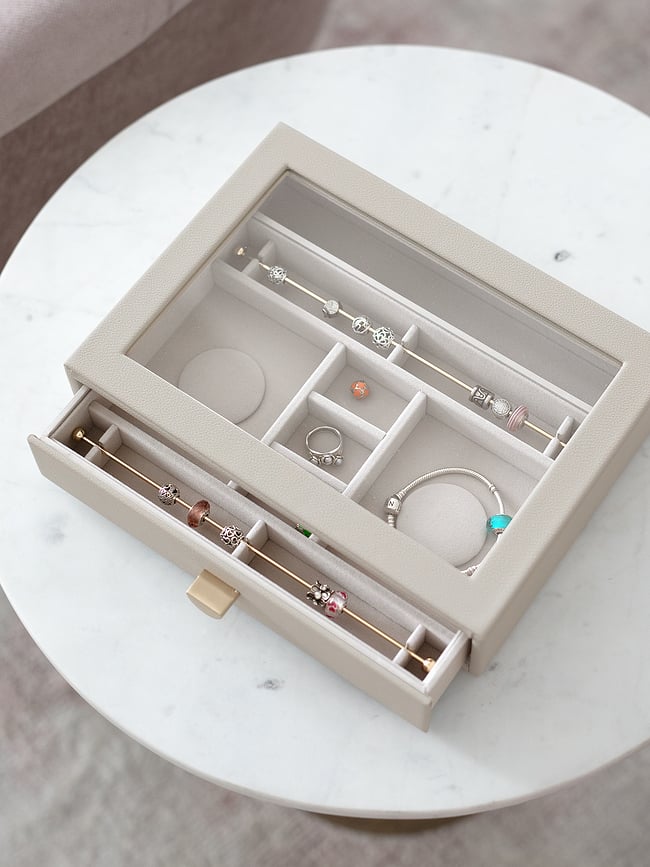 Stackers classic Kutija za nakit s ladicom i staklenim poklopcem ružičasta