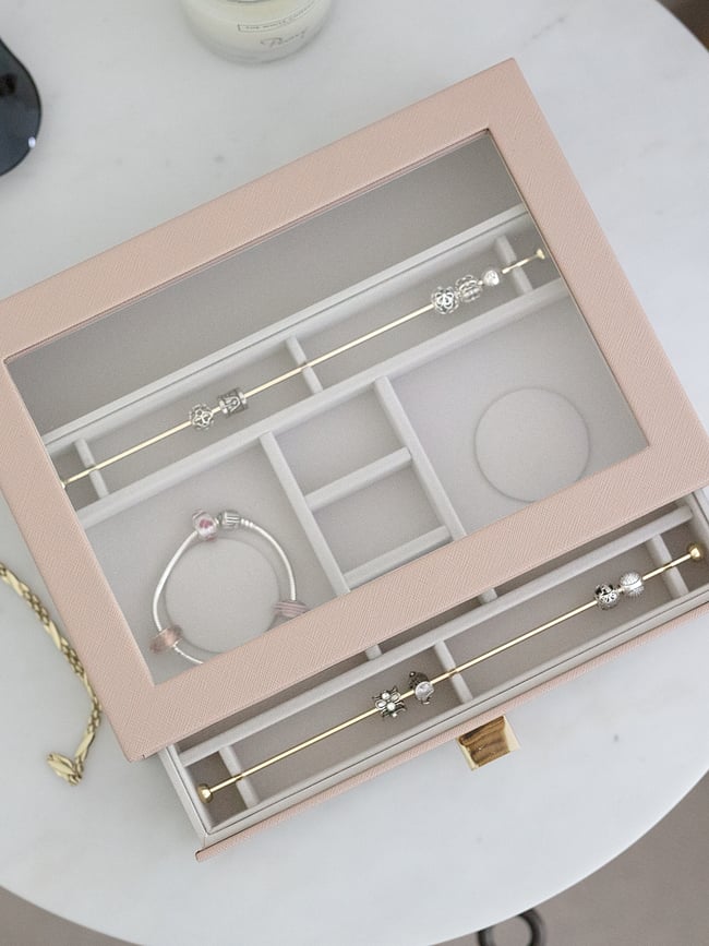 Stackers classic Kutija za nakit s ladicom i staklenim poklopcem ružičasta