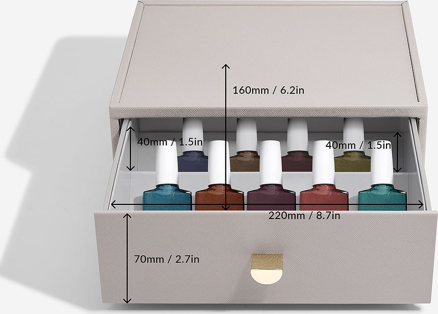Stackers Classic Organisateur pour vernis à ongles avec tiroir, beige clair
