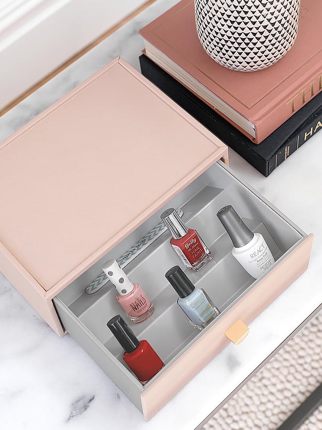 Stackers Classic Organisateur pour vernis à ongles avec tiroir, beige clair