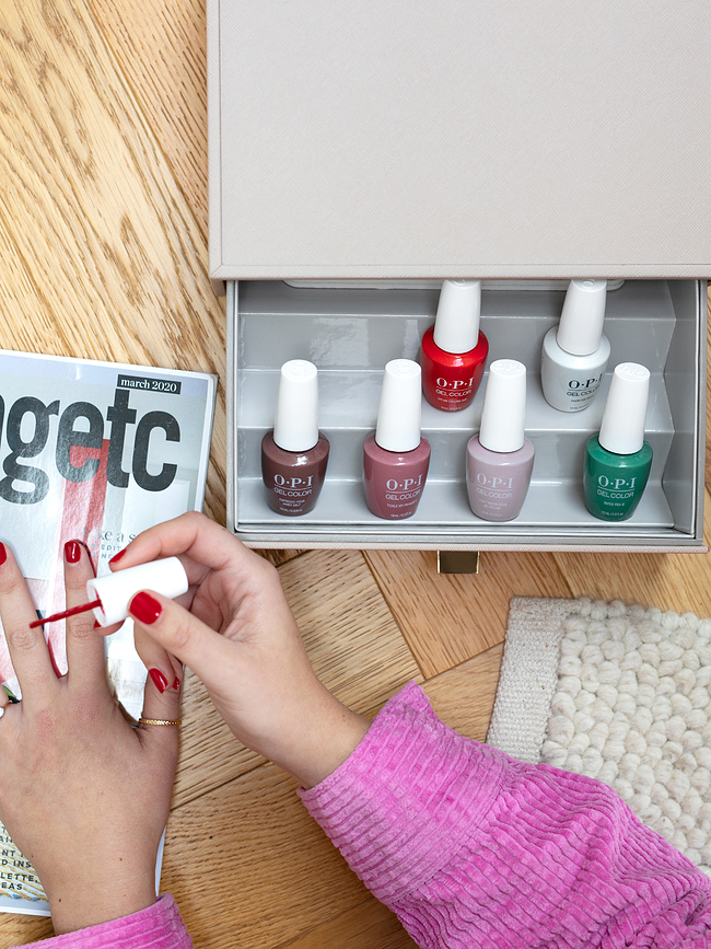 Stackers classic Organizator za lake za nohte s predalom, svetlo bež