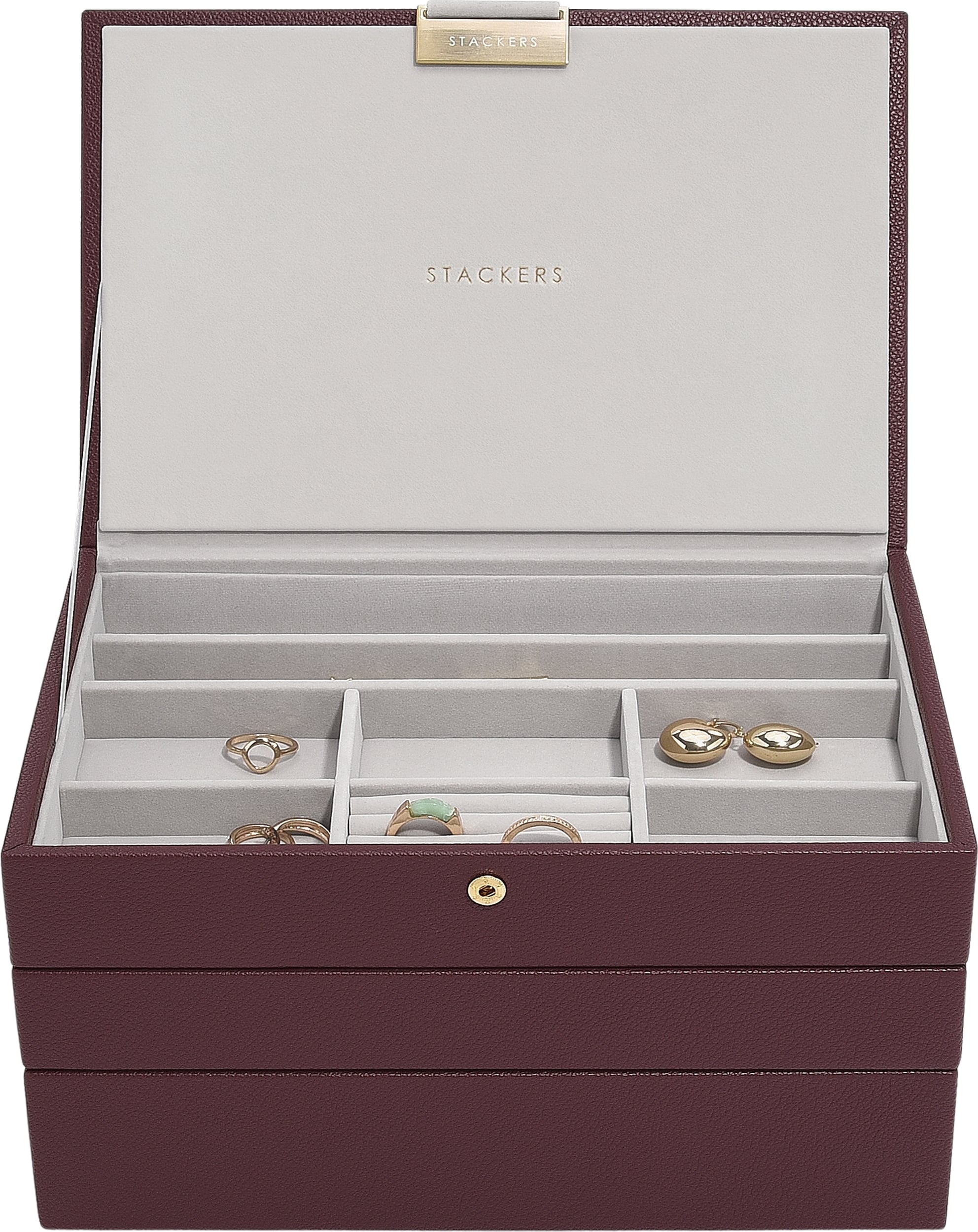 Stackers Classic Schmuckkästchen, dreifach, bordeauxrot