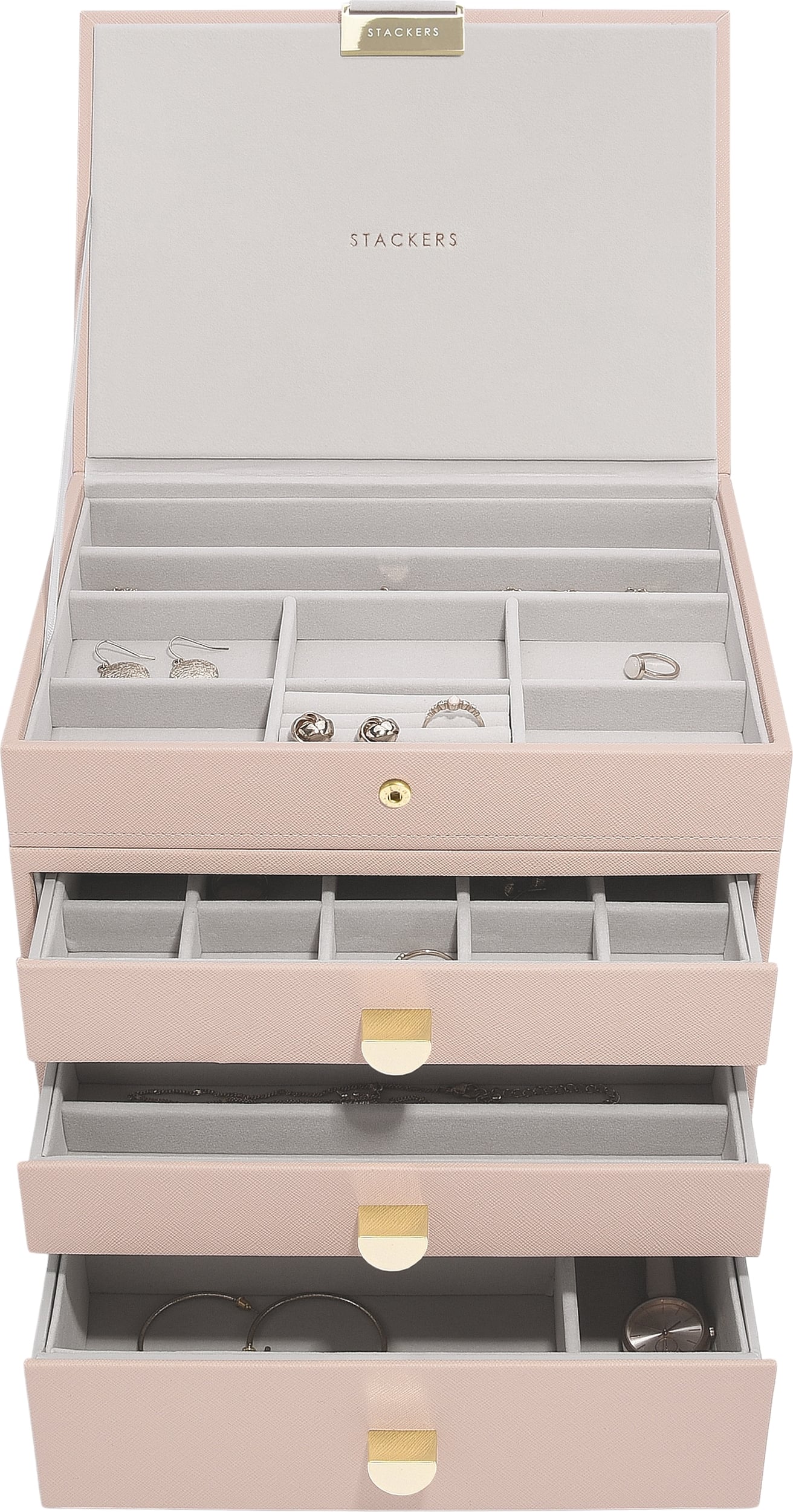 Stackers Classic Schmuckkästchen vierfach hellrosa mit 3 Schubladen