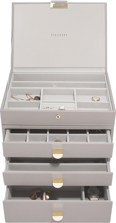 Stackers Classic Škatla za nakit, štirikotna, s 3 predali, taupe