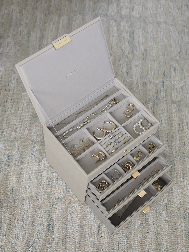 Stackers Classic Škatla za nakit, štirikratna, s 3 predali, svetlo roza