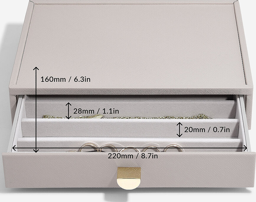 Stackers Classic Škatla za nakit, štirikratna, s 3 predali, svetlo roza
