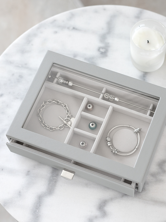 Stackers Classic Škatla za nakit, s predalom in steklenim pokrovom, roza