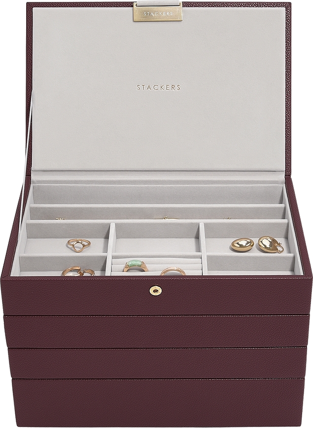 Stackers Classic Skrinjica za nakit štiridelna, bordo