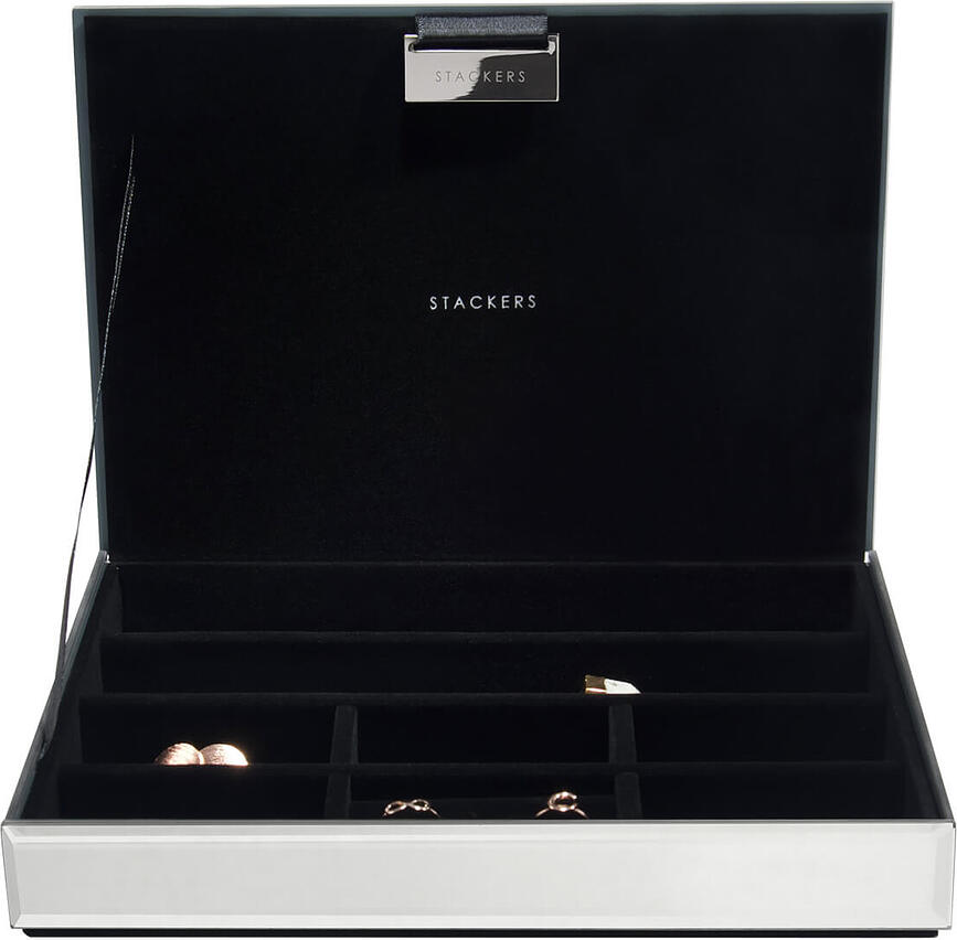Stackers classic velvet Κοσμηματοθήκη γυάλινη, με καπάκι, με μαύρη επένδυση