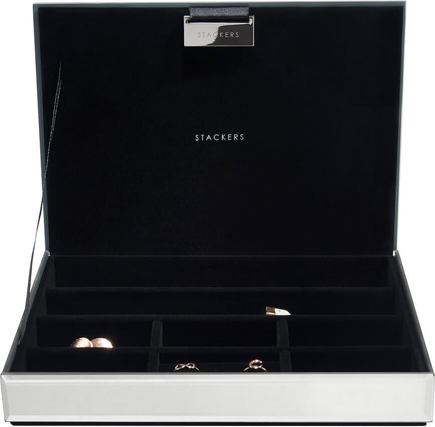 Stackers classic velvet Kutija za Nakit staklena s poklopcem s crnom podstavom