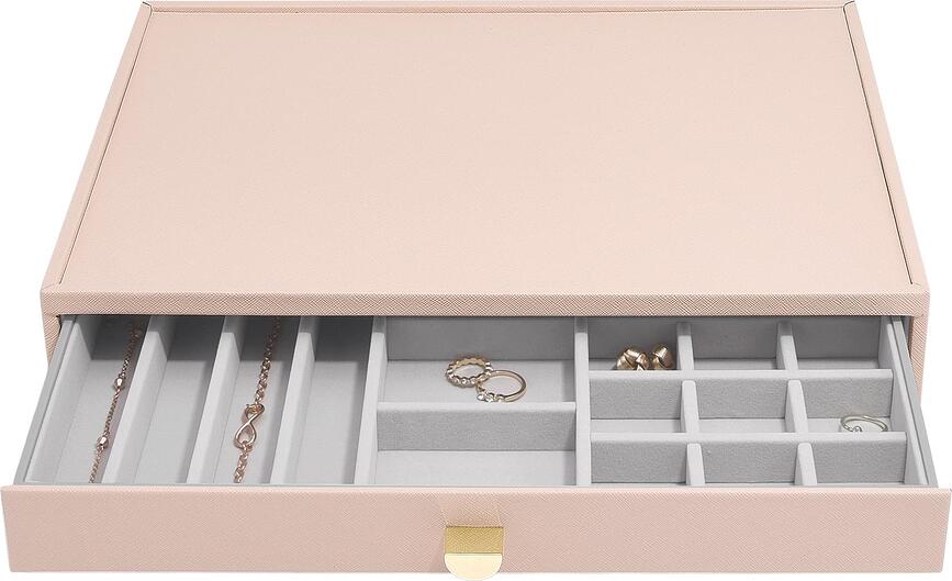 Stackers Coffret à Bijoux super-taille, rose, à 19 compartiments, avec tiroir