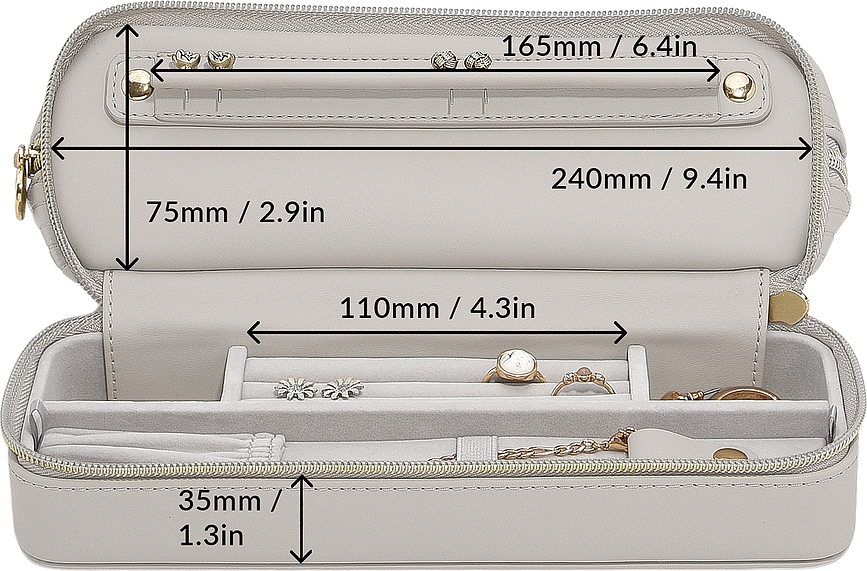 Stackers Trousse de Toilette avec rangement pour bijoux et miroir, beige