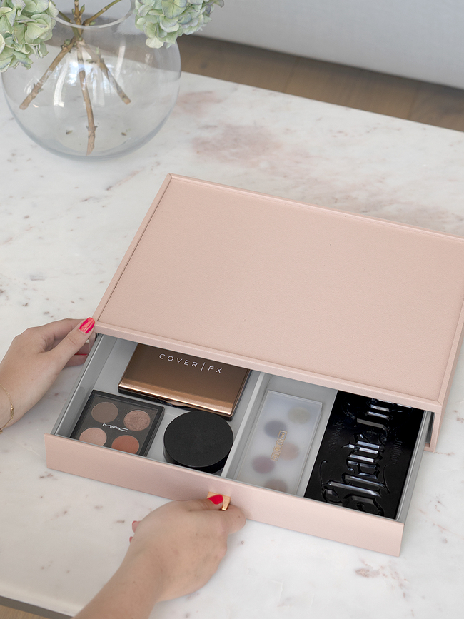 Stackers Pebble Cosmetics organiser supersize stone grey with drawer pitched