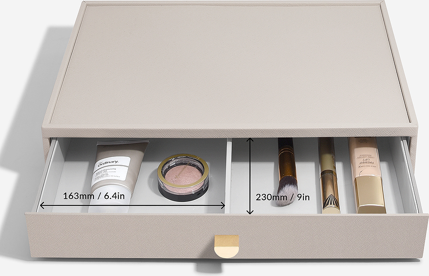 Stackers Pebble Cosmetics organiser supersize stone grey with drawer pitched