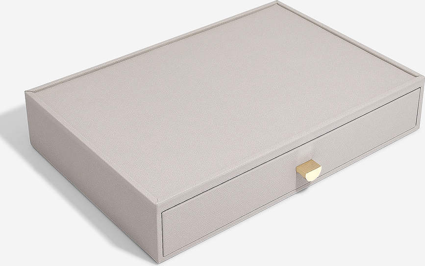 Stackers Pebble Cosmetics organiser supersize stone grey with drawer pitched