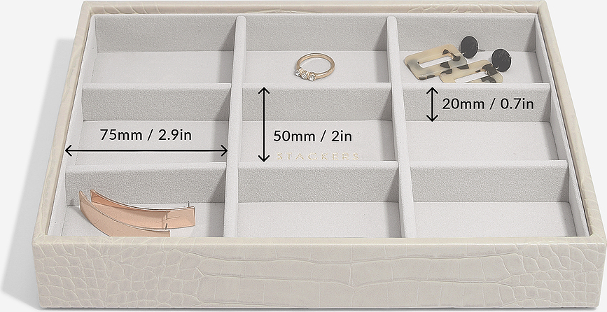 Stackers Croc Boîte à bijoux avec 9 compartiments, classique, couleur putty