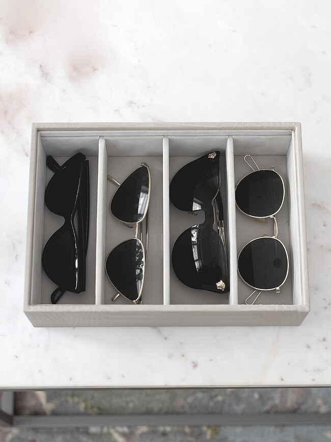 Stackers Croc Boîte de Rangement pour Lunettes à 4 compartiments, couleur mastic