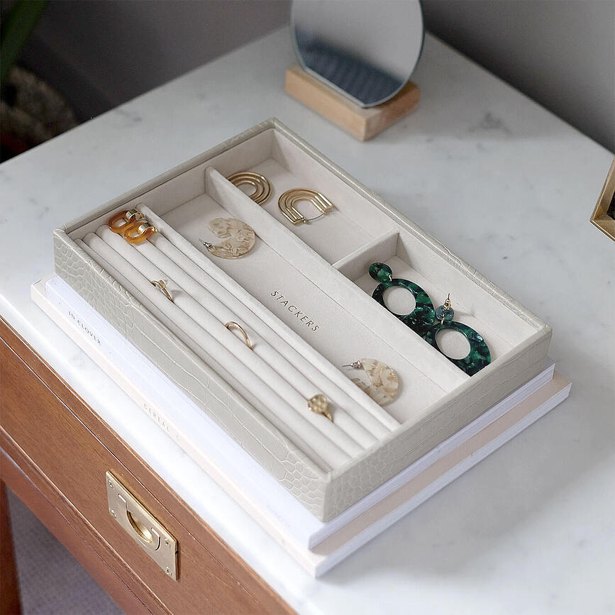 Stackers Croc Κουτί Κοσμημάτων, 4 θέσεων, classic, putty