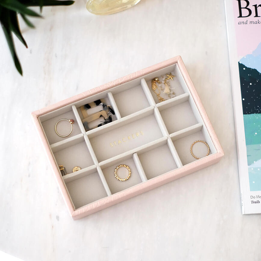 Stackers Croc Κουτί Κοσμημάτων μίνι, με 11 θήκες, ροζ