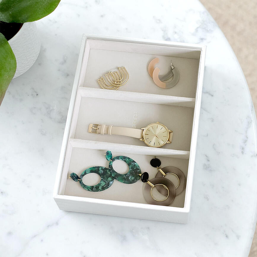 Stackers Croc Škatla za nakit s 3 predelki, klasična kitasta