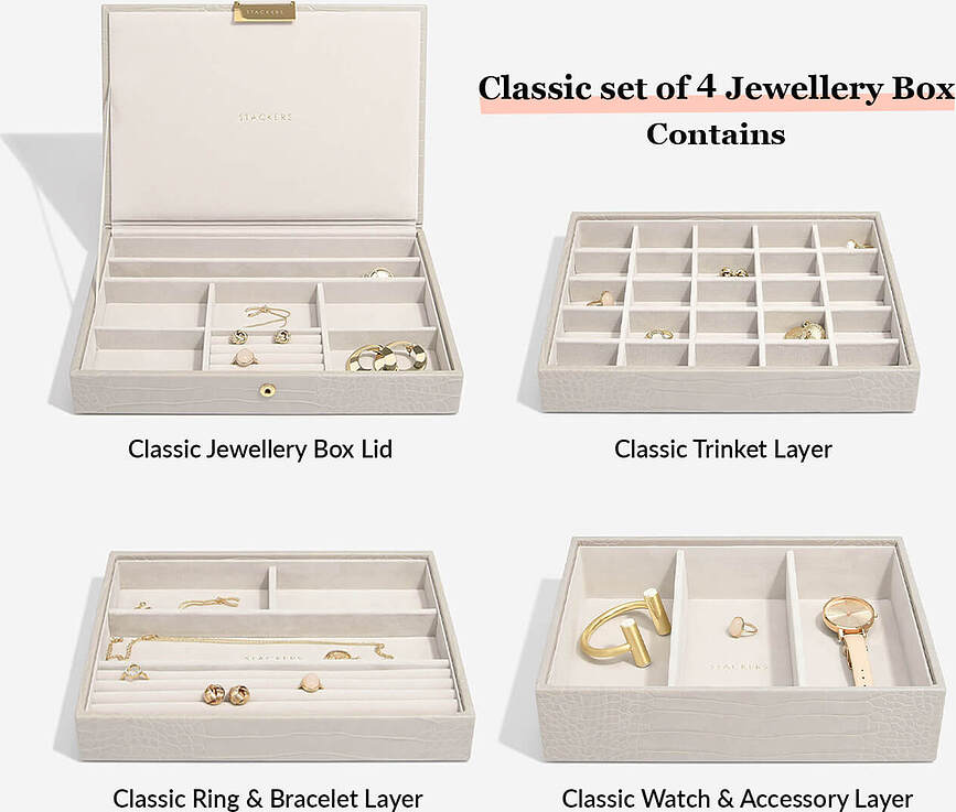 Stackers Croc Škatla za nakit štiridelna, klasična kit barva