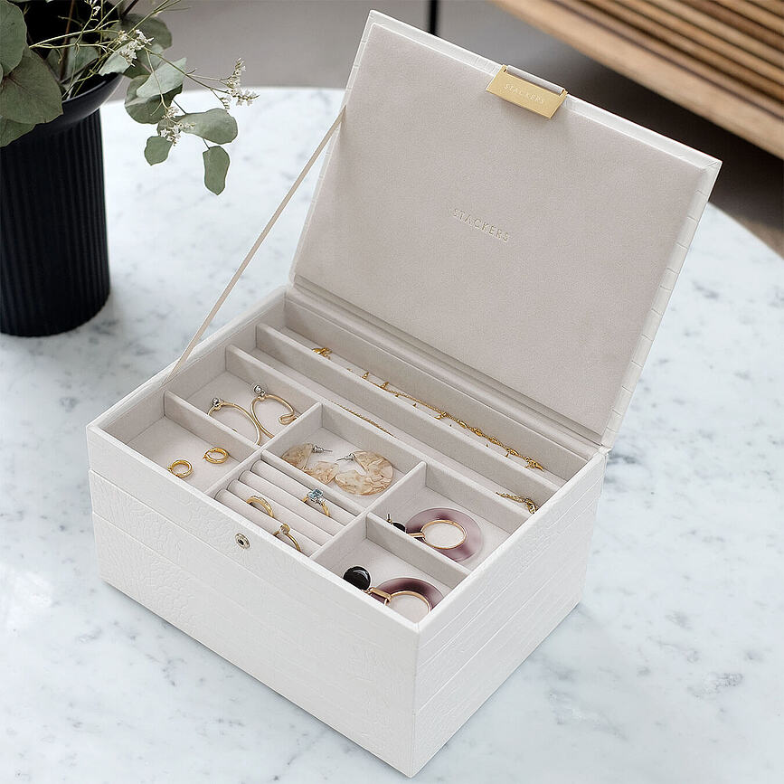 Stackers Croc Škatla za nakit trojna, klasična putty