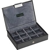 Stackers Cufflinks valet mini black and grey with lid