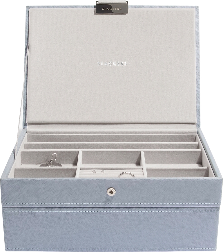 Stackers Dvojna škatla za nakit Classic, modro-siva