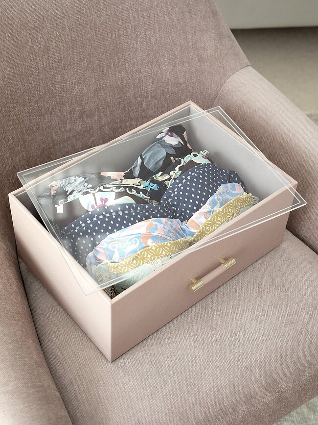 Stackers Handled Boîte de Rangement supersize, taupe, avec couvercle en acrylique