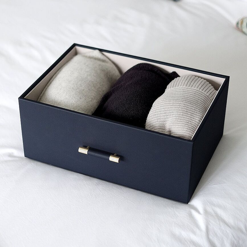 Stackers Handled Pebble Storage box supersize navy blue