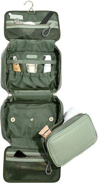 hanging travel toiletry bag with mirror Vanity Organizer 4-Layer & Makeup Wellmall resistant Ultra Stackers Hanging travel toiletry bag