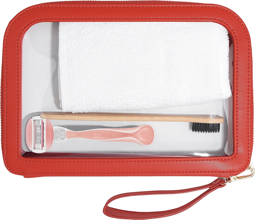 Stackers Heart Kozmetične torbice s torbico za nakit, rdeče-rožnate, 3-delni set