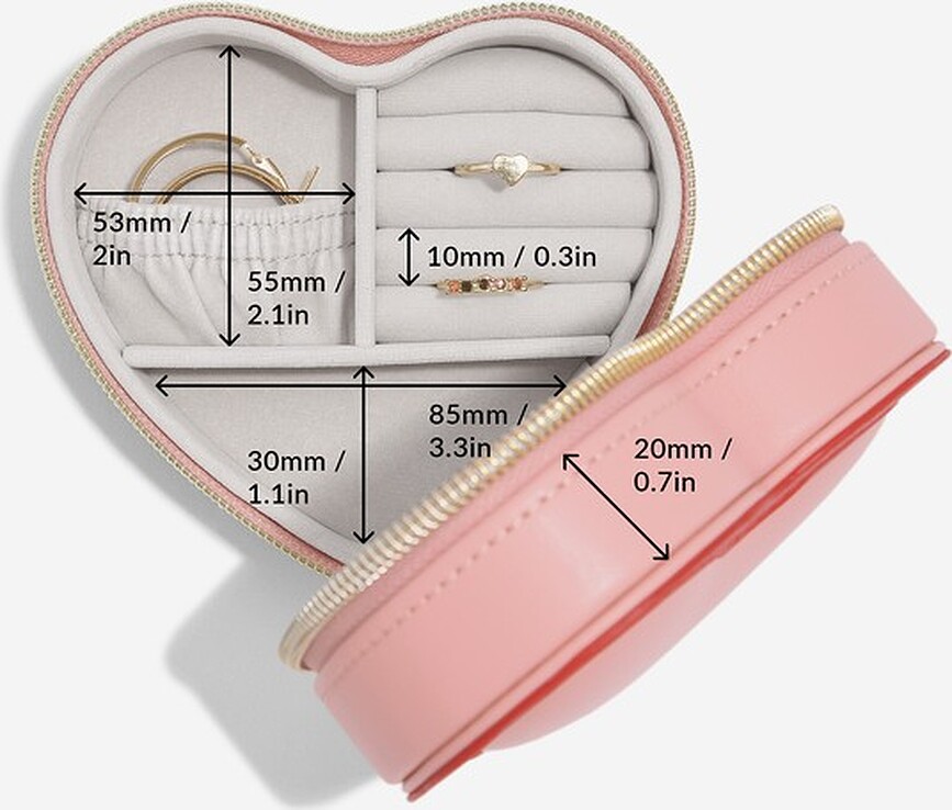 Stackers Heart Potovalna škatla za nakit, roza