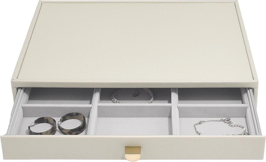 Stackers Jewellery box supersize 9 chambers light beige with drawer