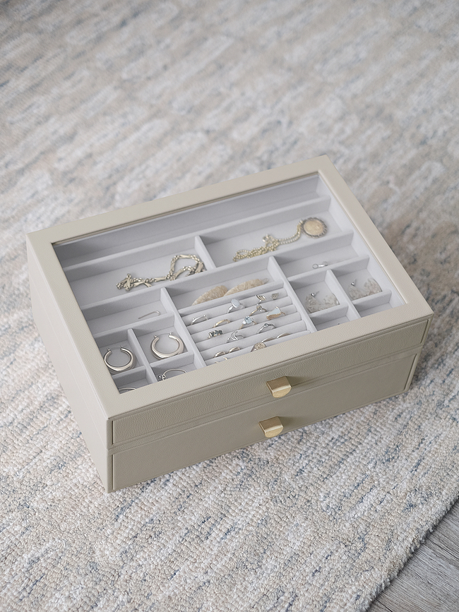Stackers Pebble Jewellery box supersize stone grey with 2 drawers