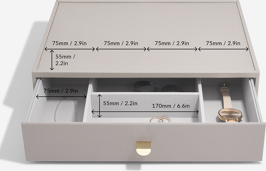 Stackers Pebble Jewellery box supersize stone grey with 2 drawers
