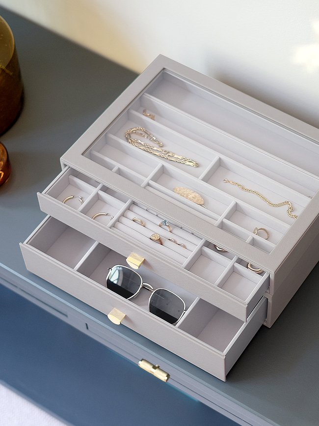 Stackers Pebble Jewellery box supersize stone grey with 2 drawers