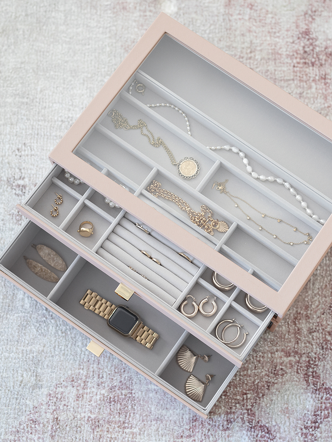 Stackers Pebble Jewellery box supersize stone grey with 2 drawers