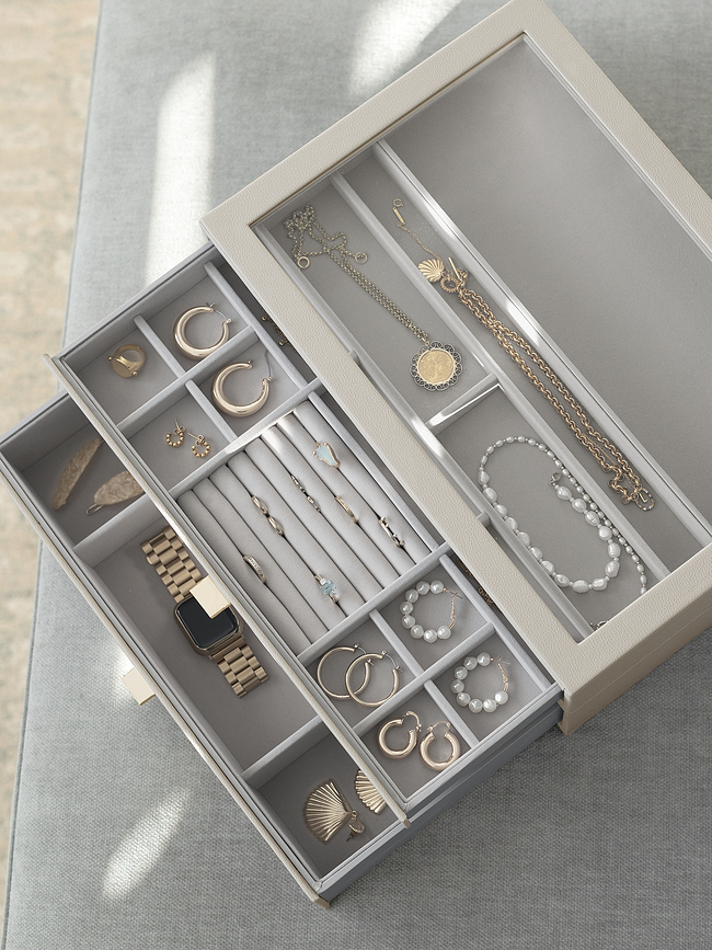 Stackers Pebble Jewellery box supersize stone grey with 2 drawers