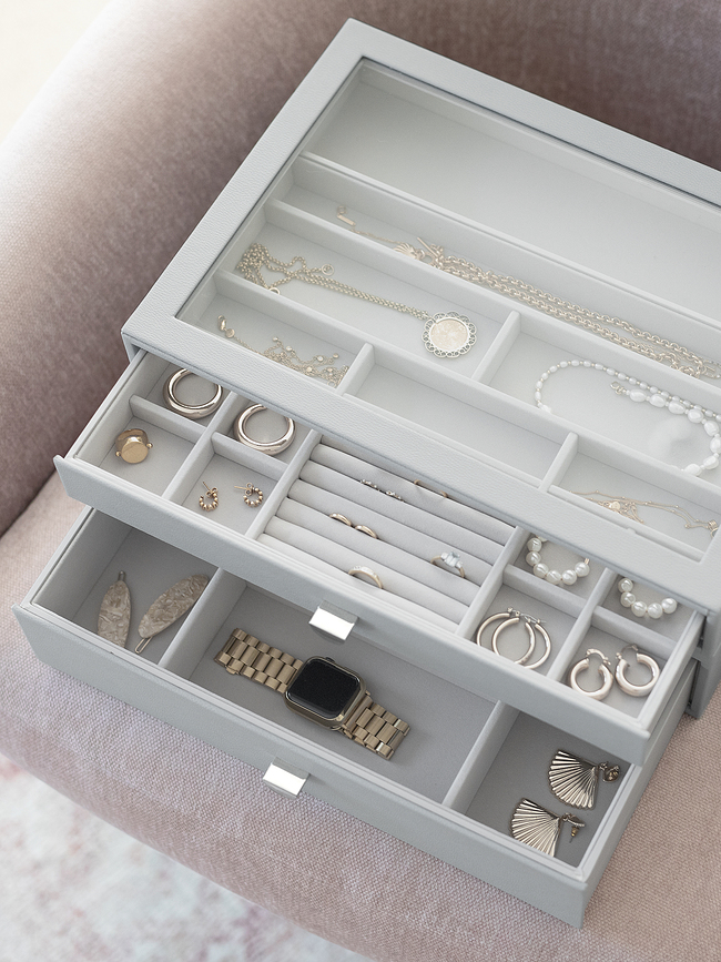 Stackers Pebble Jewellery box supersize stone grey with 2 drawers