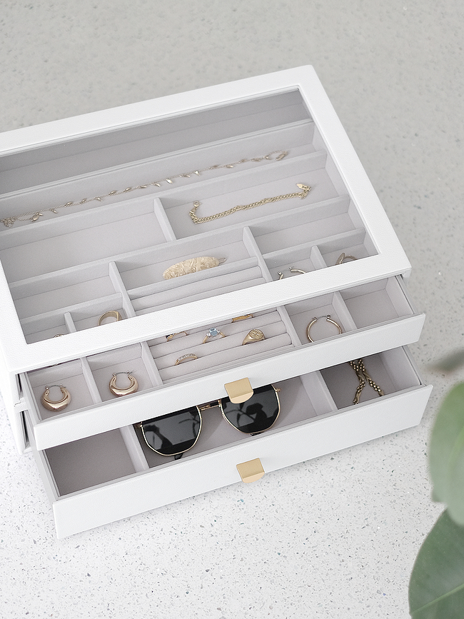 Stackers Pebble Jewellery box supersize stone grey with 2 drawers