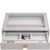 Stackers Jewelry box classic 6 chambers taupe with drawer and glass lid