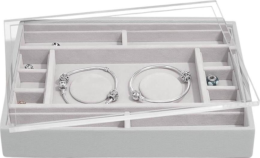 Stackers Κοσμηματοθήκη για βραχιόλια charms, πέτρινο γκρι, με θήκες, με καπάκι