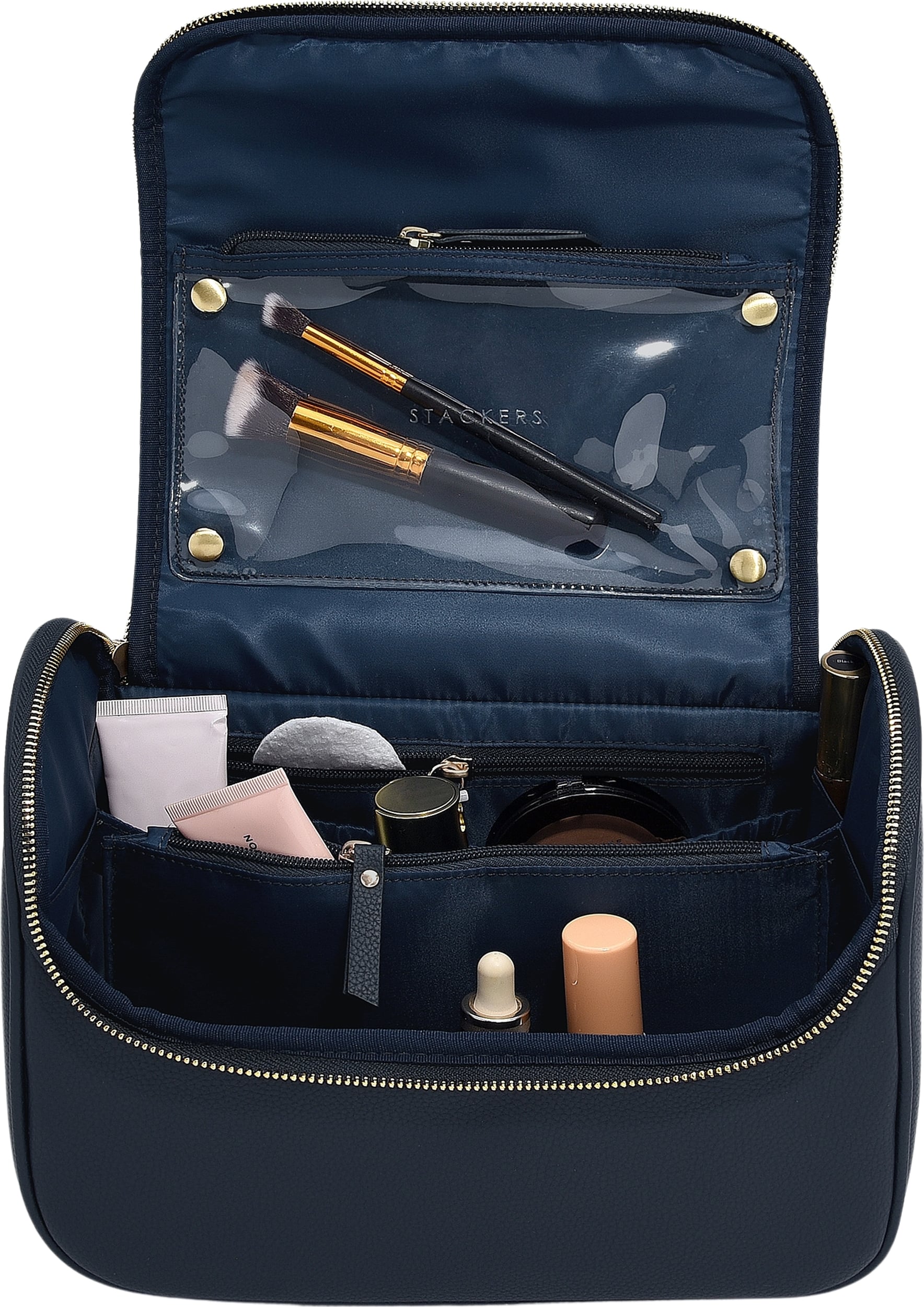 Stackers Kosmetiktasche marineblau mit kleinem Spiegel