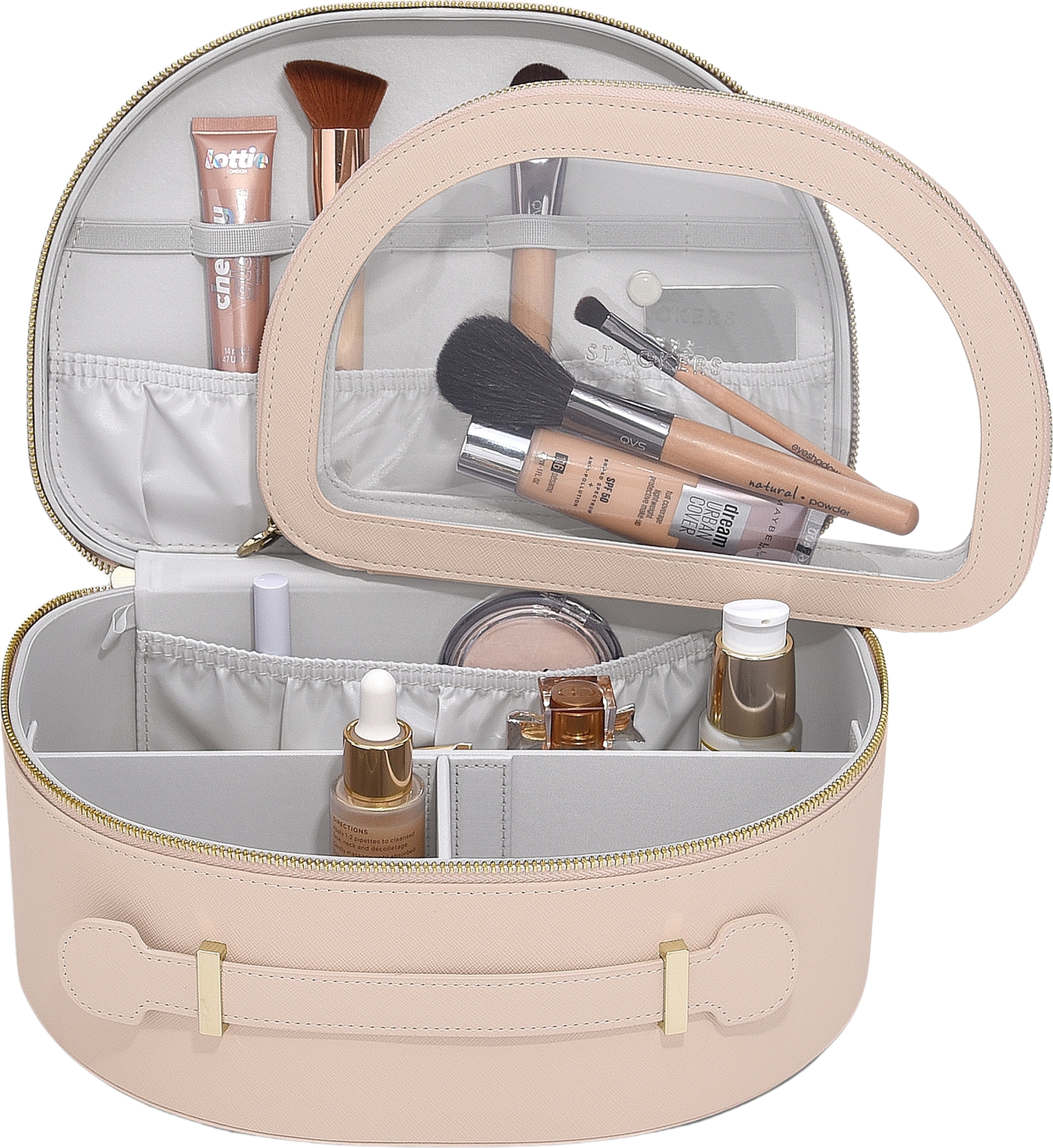 Stackers Kosmetiktasche mit Griff, hellrosa, 2 tlg.