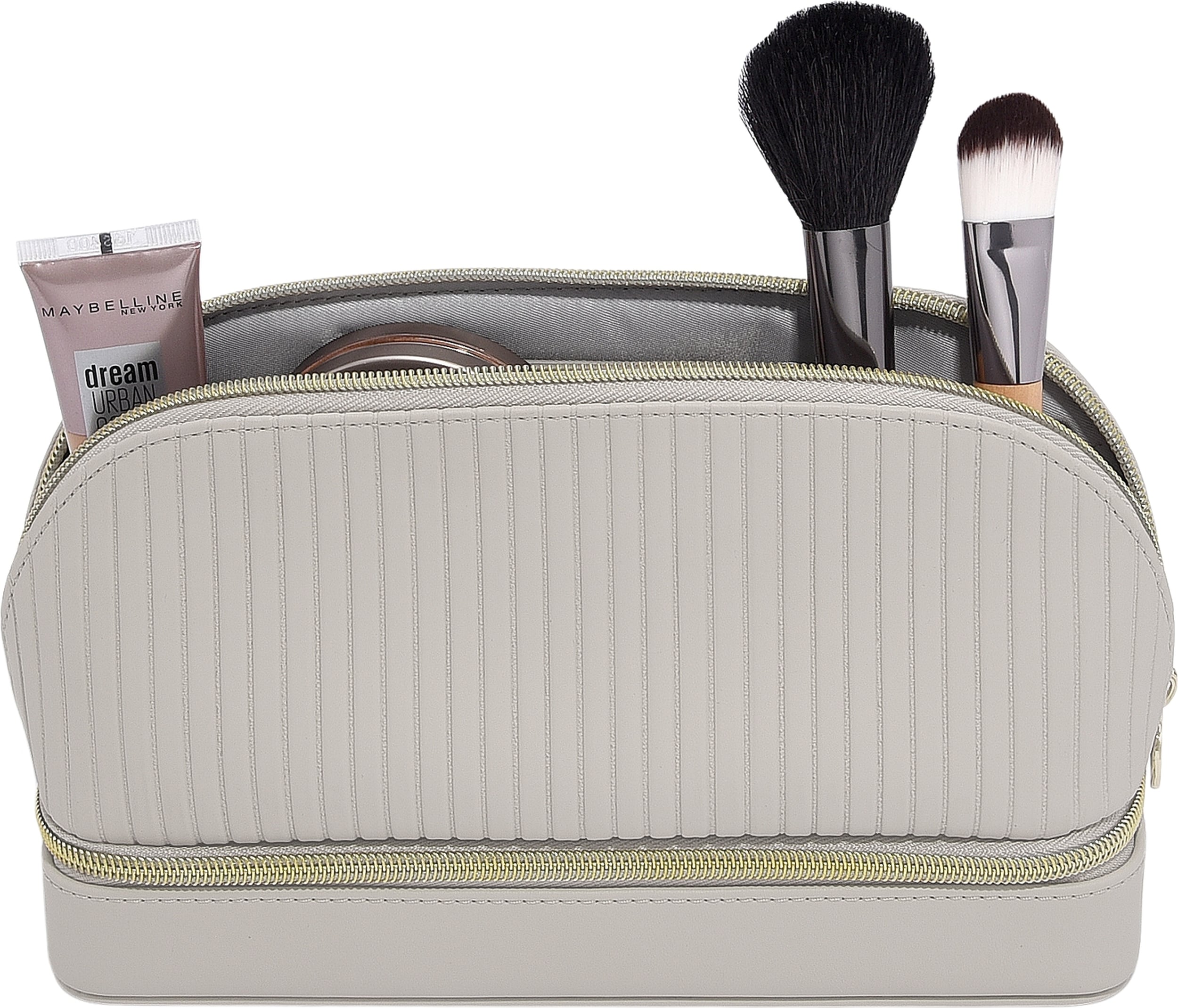 Stackers Kosmetiktasche mit Schmuckfach und Spiegel, beige