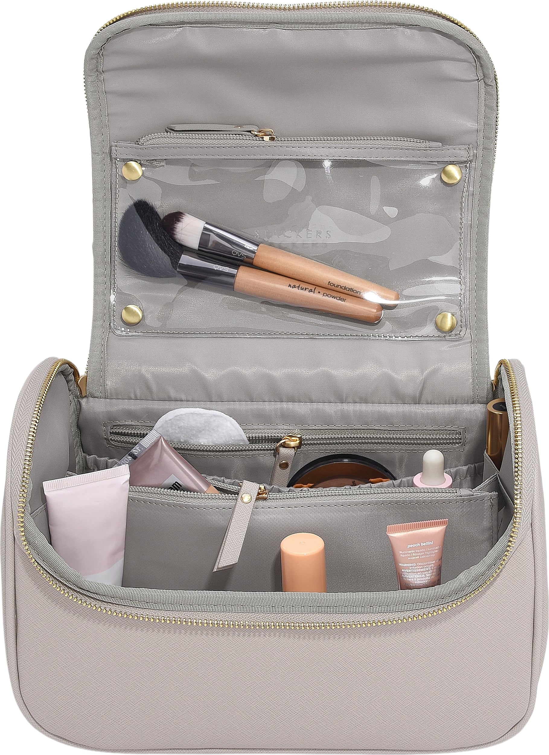 Stackers Kosmetiktasche taupe mit kleinem Spiegel