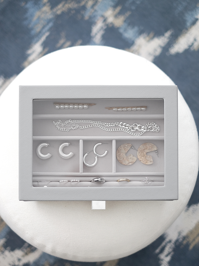 Stackers Κουτί Κοσμημάτων classic, με 6 θήκες, με συρτάρι, με γυάλινο καπάκι, taupe