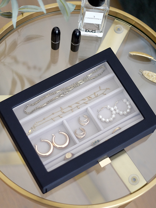 Stackers Κουτί Κοσμημάτων classic, με 6 θήκες, με συρτάρι, με γυάλινο καπάκι, taupe